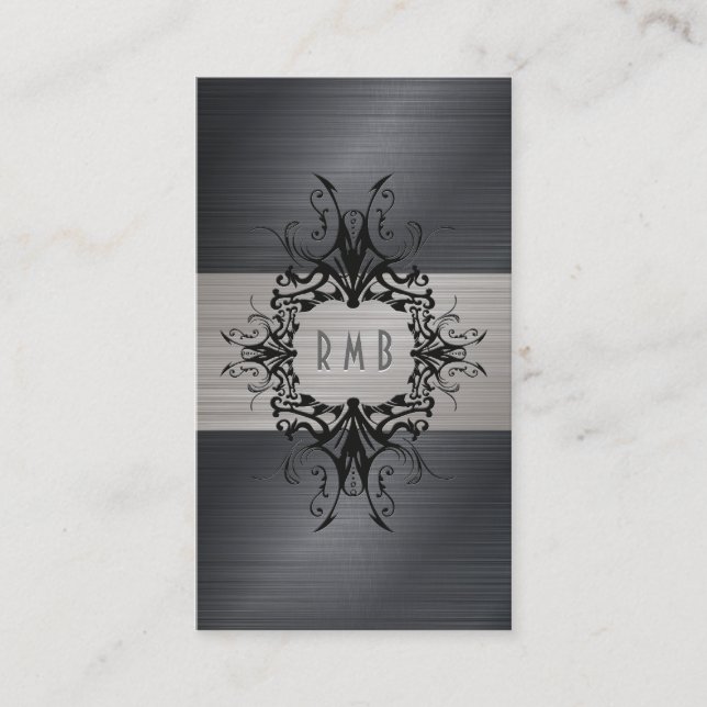 Carte De Visite Revêtement En Aluminium Brossé Noir Et Gris (Devant)