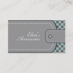 Carte De Visite Revêtement en cuir gris et motif personnalisé