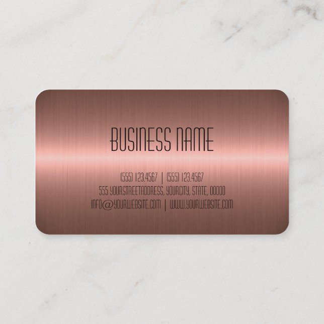Carte De Visite Revêtement métallique en acier inoxydable cuivre (Dos)