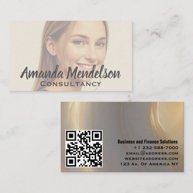 Carte De Visite Revêtement photo professionnel moderne complet QR (Devant / Derrière)