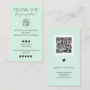 Carte De Visite Review Simple ment green order merci