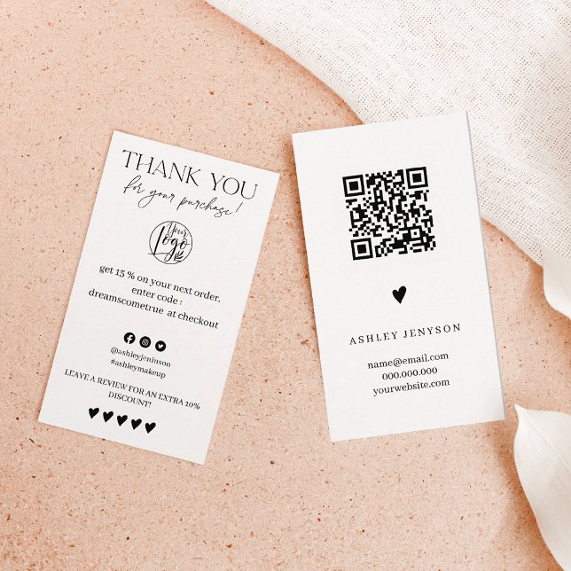Carte De Visite Review Simple noir et blanc commande merci (Créateur téléchargé)