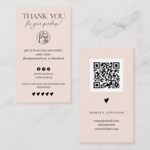 Carte De Visite Review Simple noir et rose commande merci