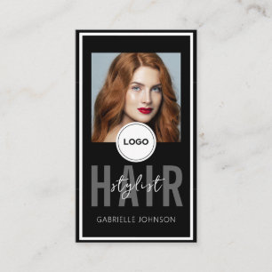 Carte De Visite Revue de code QR de logo moderne Coiffeur cheveux