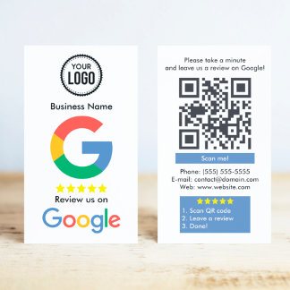 Carte De Visite Revue Google avec lien de code QR