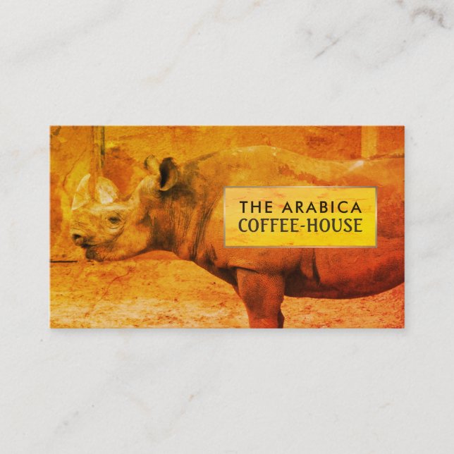 Carte De Visite Rhinoceros, Rhino d'Afrique, Café (Devant)