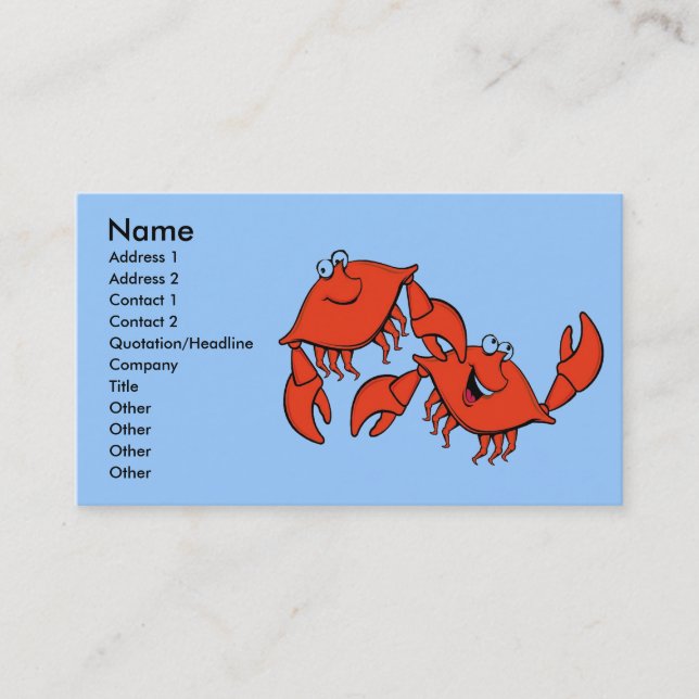 Carte De Visite Rire les crabes, (Devant)