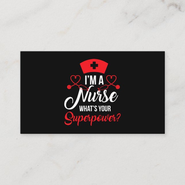 Carte De Visite RN LVN CNA Infirmière Superpuissance Cool Infirmiè (Devant)