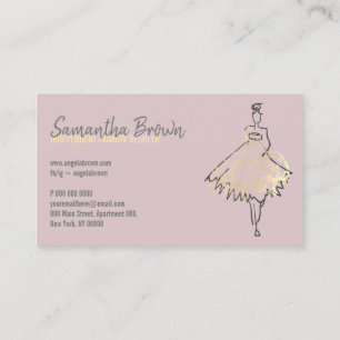 Carte De Visite Robe de boutique de mode rose or