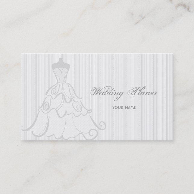 Carte De Visite Robe De Mariage Élégante Blanc Et Gris (Devant)