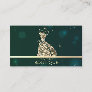 Carte De Visite Robe élégante de Parties scintillant moderne verte