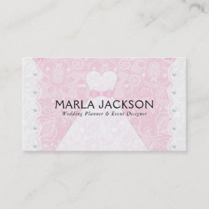 Carte De Visite Robe Mariage blanche dentelle rose