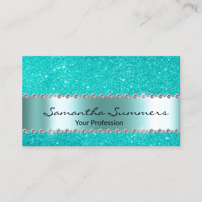 Carte De Visite Robin's Oeuf Blue Diamond Metal Parties scintillan (Devant)