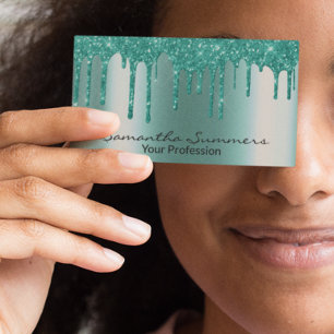 Carte De Visite Robin's Oeuf Blue Drips Metal Look unique personna