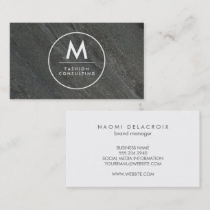 Carte De Visite Roche d'ardoise moderne Monogram Sleek