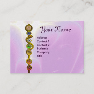 Carte De Visite ROCHE D'ASCLEPIUS,7 CHAKRAS, YOGA INSTRUCTEUR rose