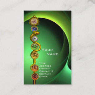 Carte De Visite ROCHE D'ASCLEPIUS,7 CHAKRAS YOGA LOTUS POSE Vert