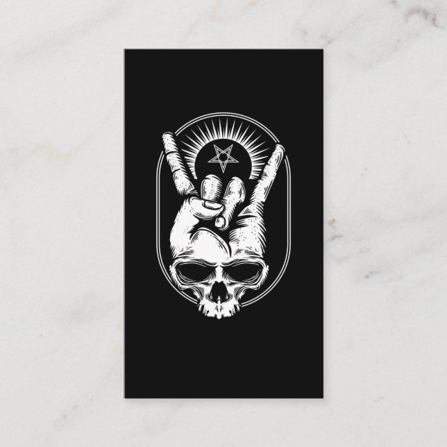 Carte De Visite Rock Skull Metalhand Signe des cornes Satan Corna (Devant)