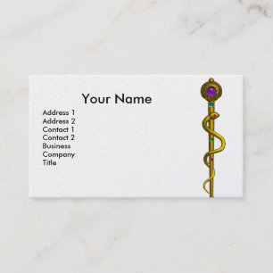 Carte De Visite ROD ASCLEPIUS GUÉRISON MÉDICALE Monogramme Blanc P