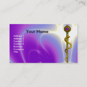 Carte De Visite ROD ASCLEPIUS GUÉRISON MÉDICALE Monogramme Violet