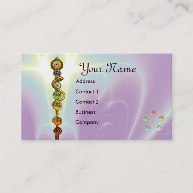 CARTE DE VISITE RODE D'ASCLEPIUS, 7 CHAKRAS, YOGA, ÉNERGIE SPIRITU (Devant)
