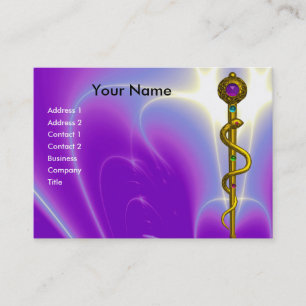 Carte De Visite RODE D'ASCLEPIUS Médicale guérison Or Ultra Violet