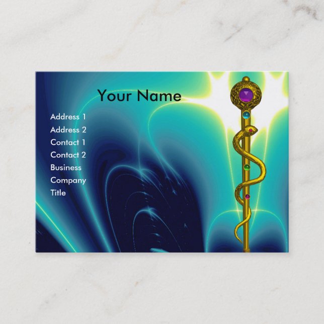 Carte De Visite RODE DU SYMBOLE D'ASCLEPIUS Gold Médicale Health C (Devant)