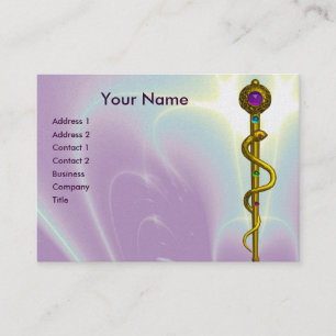Carte De Visite RODE DU SYMBOLE DE GUÉRISON Médicale Or ASCLEPIUS 