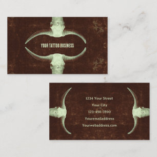 Carte De Visite Rodéo Brown Rustique Western Tattoo Shop Taureau T