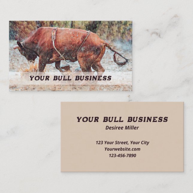 Carte De Visite Rodeo Cowboy Bull Riding (Devant / Derrière)