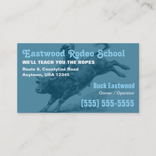 Carte De Visite Rodeo School | Bull Rider Training / Instructor (Devant)