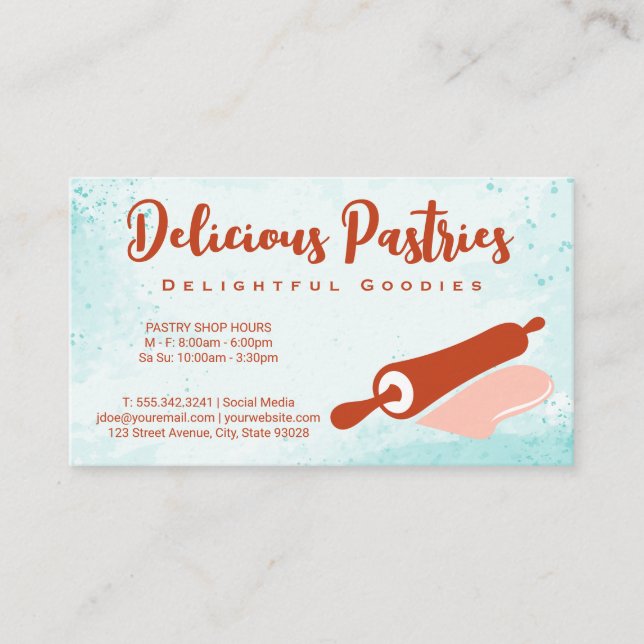 Carte De Visite Rolling Pin Logo | Pastry (Devant)