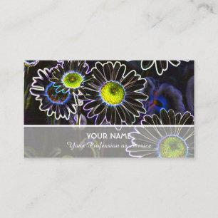 Carte De Visite Romance fleurie néon pour jardiniers et fleuristes