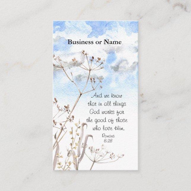 Carte De Visite Romans 8:28 All things God works for the good (Devant)