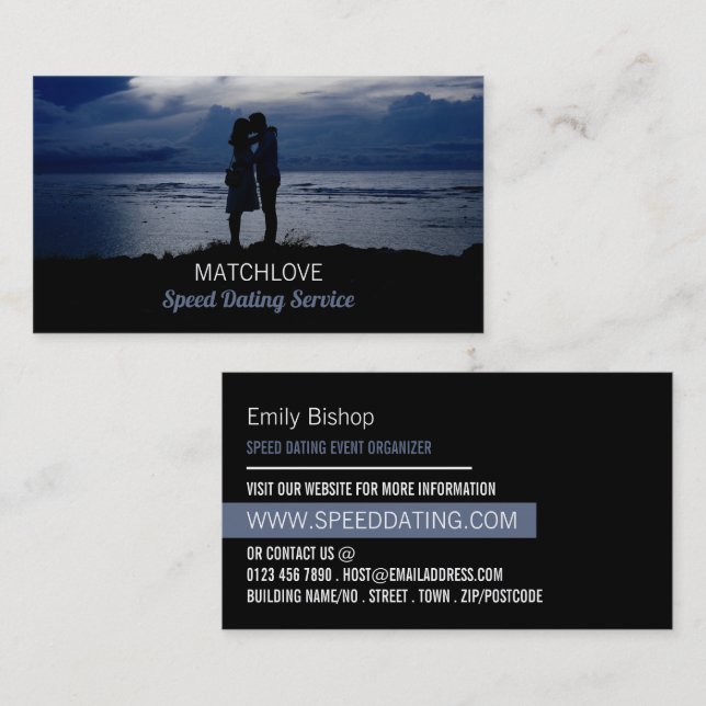 Carte De Visite Romantic Couple, Speed Dating Event Organisateur (Devant / Derrière)