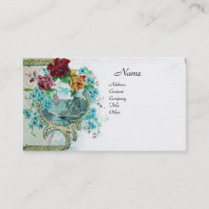 Carte De Visite ROMANTICA Fleurs antiques Roses, Perle Blanche Flo