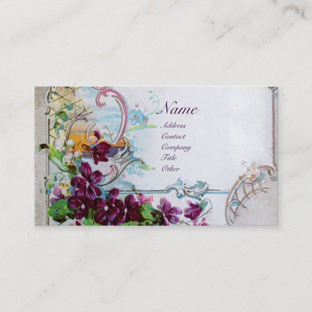 Carte De Visite ROMANTICA Pansies, Violets, Hiver Floral Blanc (Devant)