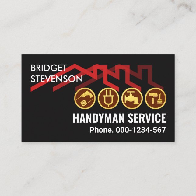 Carte De Visite Roof Rouge Home Handyman Outils (Devant)