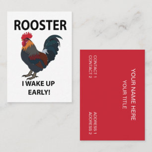 Carte De Visite Rooster Animal de ferme Je me réveille tôt drôle R