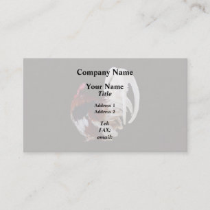 Carte De Visite Rooster Rouge Avec Plumes De Queue Blanche