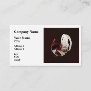 Carte De Visite Rooster Rouge Avec Plumes De Queue Blanche