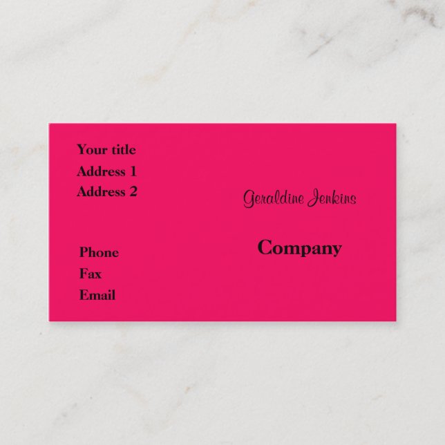 Carte De Visite rose (Devant)
