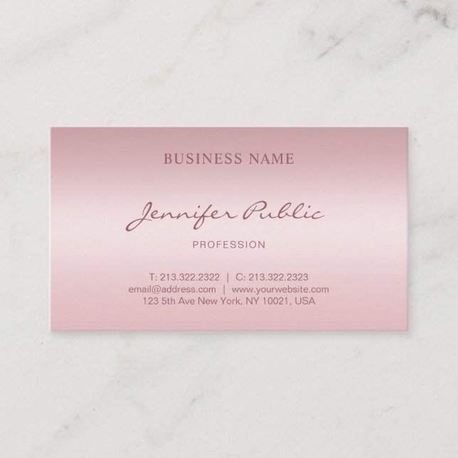 Carte De Visite Rose à main or Elégant Modèle tendance (Devant)