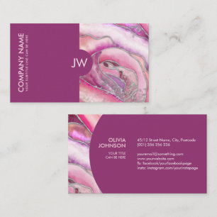 Carte De Visite Rose Abstrait Blush encre alcoolique et argent