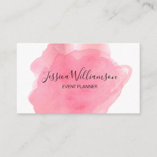 Carte De Visite Rose, aquarelle, moderne, chic, organisateur d'évé