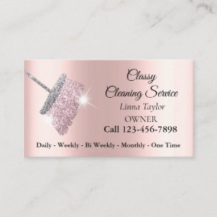 Carte de visite rose argenté pour service de netto