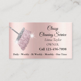 Carte de visite rose argentée de service de nettoy