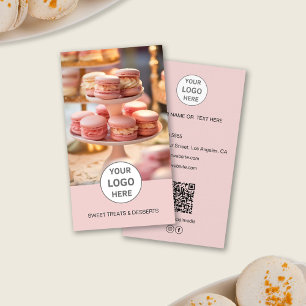 Carte de visite rose avec QR code photo de logo pe