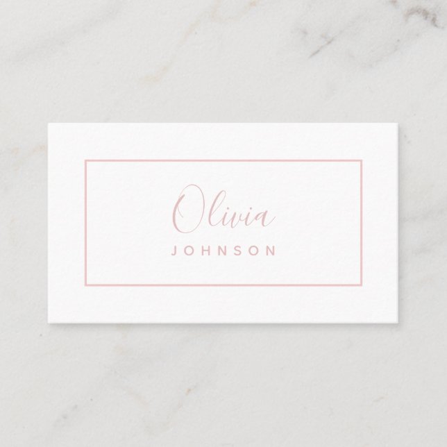 Carte de visite rose blanc blanc moderne minimalis (Devant)