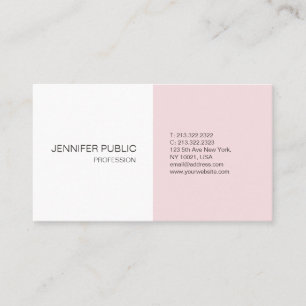 Carte De Visite Rose Blanc Moderne Design élégant Plat tendance